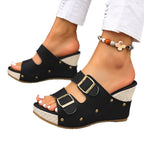 Damen Wedge-Pantoletten mit verstellbaren Riemen und modischem Design