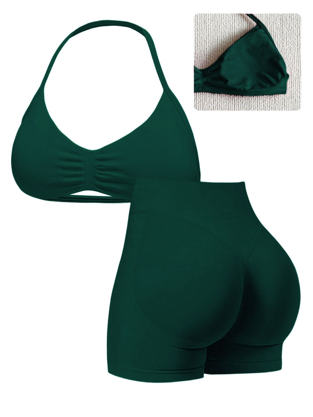 Damen Sport-Bikini-Oberteil mit hoch geschnittenen Shorts und nahtlosem Design R&B
