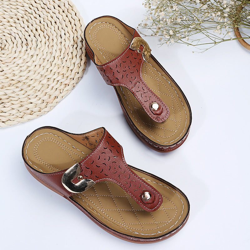 Damen Bequeme Zehentrenner-Sandalen mit verstellbarem Riemen und gepolsterter Sohle R&B