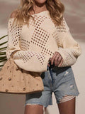 Damen offener Strickpullover mit luftiger Maschenstruktur
