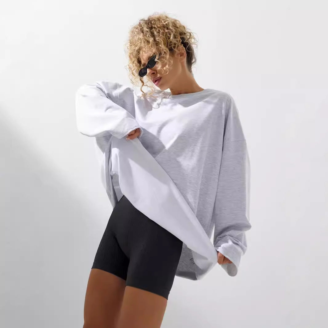 Damen Oversized Sweatshirt mit langen Ärmeln und Rundhalsausschnitt R&B