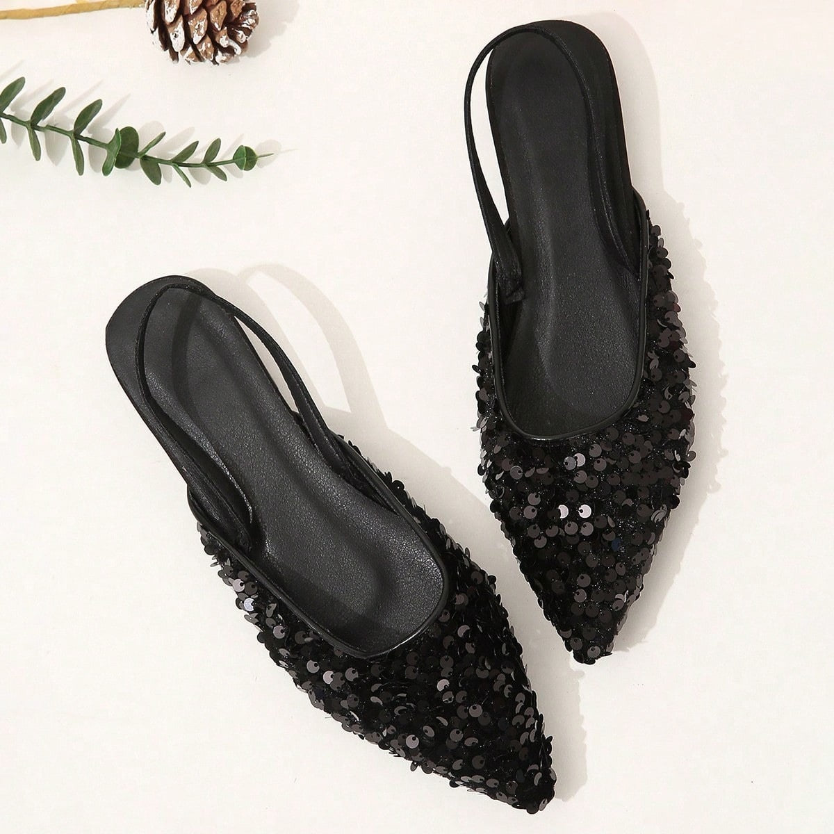 Damen Elegante Slingback-Sandaletten mit glitzernden Pailletten R&B