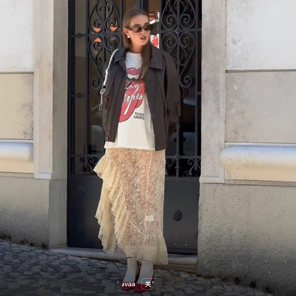 Damen Maxirock mit zartem Spitzendesign und verführerischem Schlitz R&B
