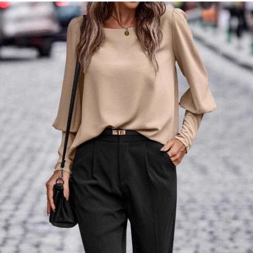Damen elegante Bluse mit puffärmeligen Details und strukturiertem Stoff R&B