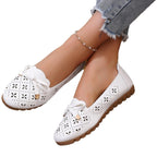Damen Ballerinas mit elegantem Lochmuster und dekorativem Schleifendetail R&B