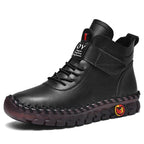 Herren nan knöchelhohe Freizeit-Lederimitat-Boots mit Klettverschluss gepolsterter Komfortinnensohle und profilierter Gummilaufsohle R&B