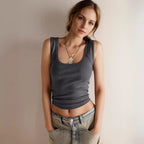 Damen Rippshirt mit schmalen Trägern und figurbetonter Passform R&B