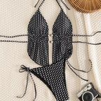 Damen Triangel-Bikini mit raffiniertem Punkte-Design und verstellbaren Trägern R&B