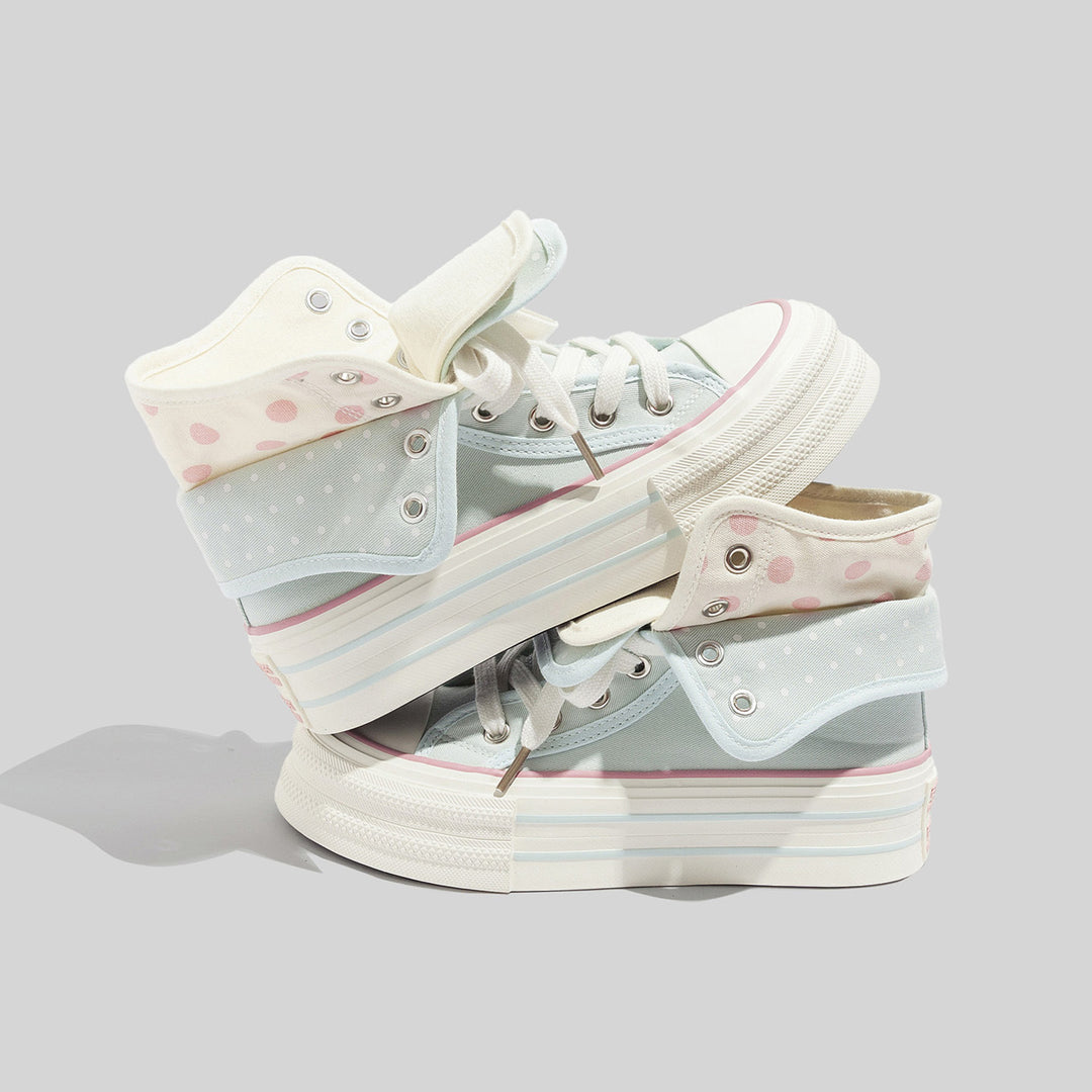 Damen Sneakers mit ausdrucksvoller Klappfunktion und modischem Punktemuster R&B