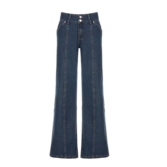 Damen weite Jeans mit hohem Bund und modernem Schnitt R&B