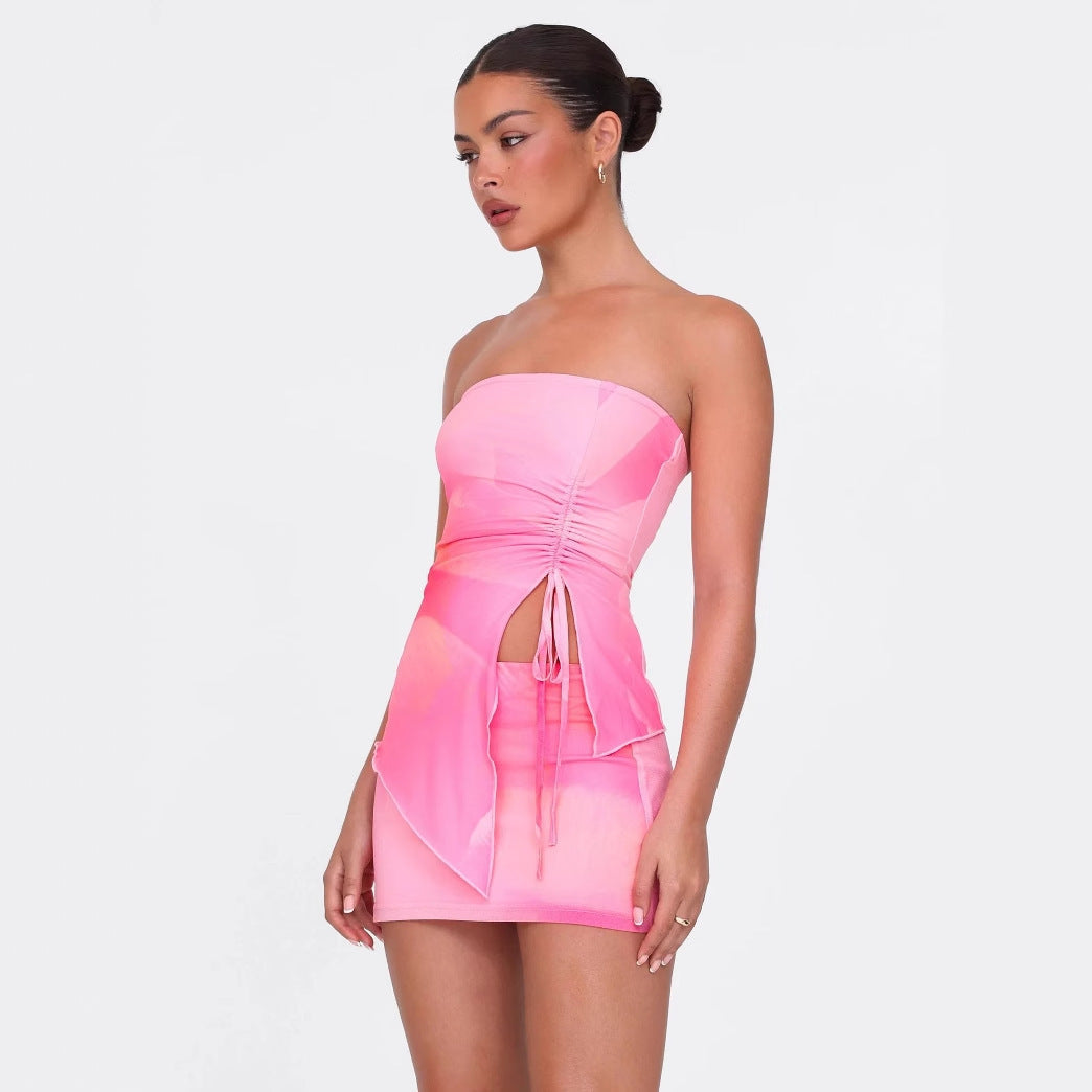 Damen Mini-Kleid mit asymmetrischem Schnitt und Raffungsdetails R&B