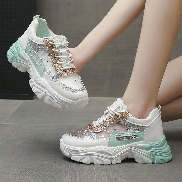Damen Chunky Sneakers mit Glitzerdetails und ergonomischer Sohle R&B