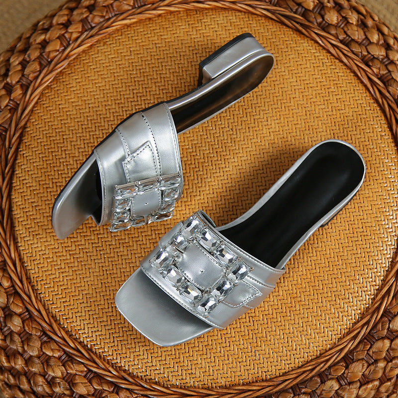Damen elegante Slipper mit funkelnden Schnallelementen R&B