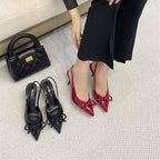 Damen Slingback-Pumps mit elegantem Schleifenakzent und spitz zulaufendem Design R&B