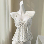 Damen romantisches Strandtop mit floralem Design und verspieltem Knoten R&B