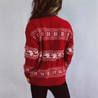 Damen Strickpullover mit festlichem Rentier-Motiv und Zopfmuster R&B