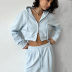 Damen Cropped Hoodie und entspannte Jogginghose Set R&B