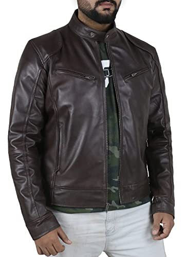 Herren Biker-Lederjacke mit Zipperdetails
