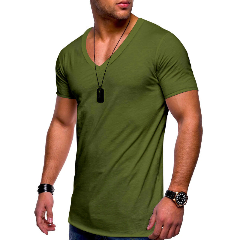 Herren nan V-Ausschnitt T‑Shirt aus feinem Jersey mit schmaler Silhouette und flachen Nähten R&B