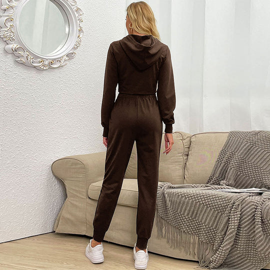 Damen Sportliches Set mit kurzem Oberteil und elastischem Bund R&B