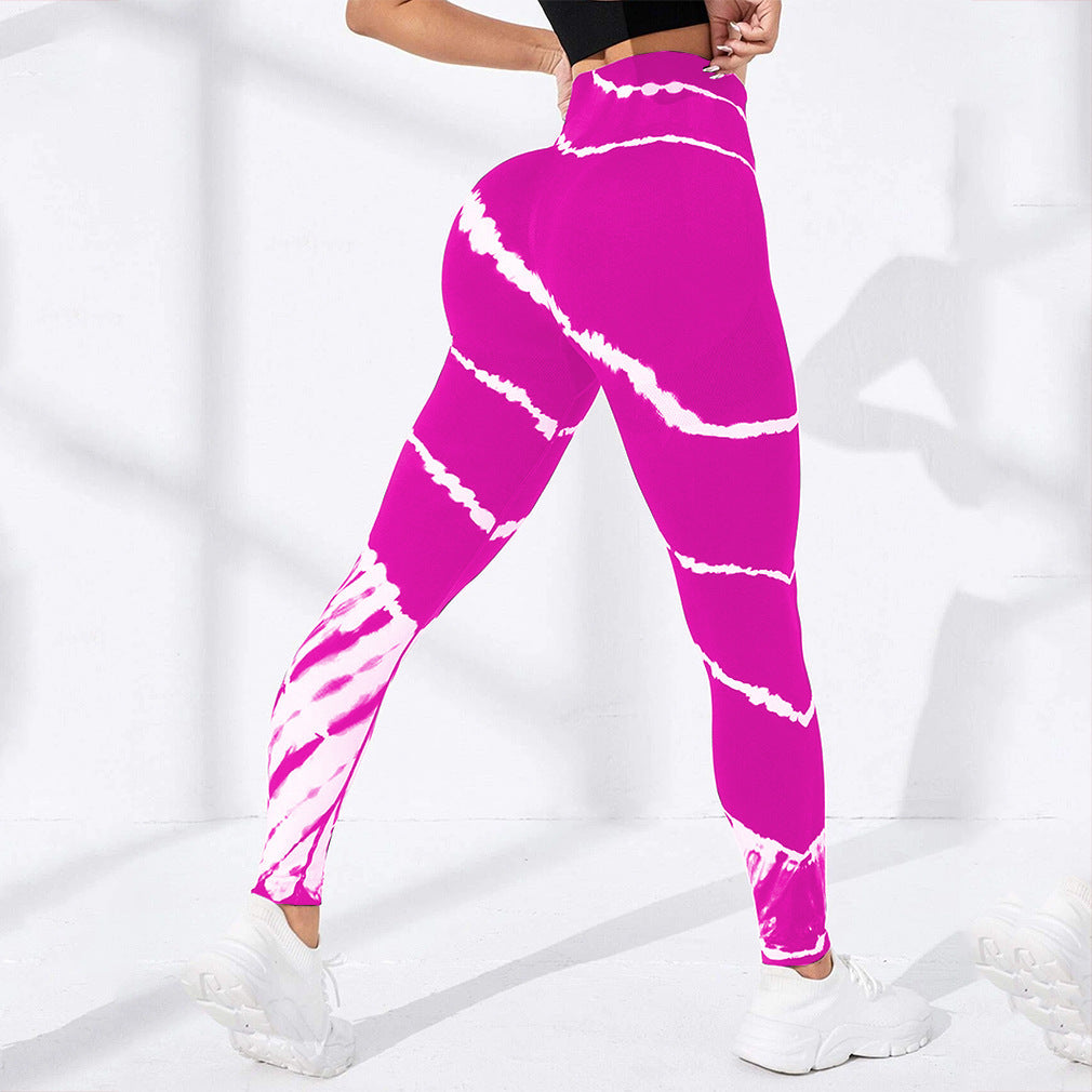 Damen Sportliche Hochbund-Leggings mit auffälligem Tie-Dye-Muster R&B