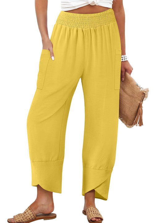 Damen Weite Sommerhose mit elastischem Bund und praktischen Taschen R&B