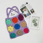Damen gehäkelte Handtasche mit buntem Blumenmuster R&B