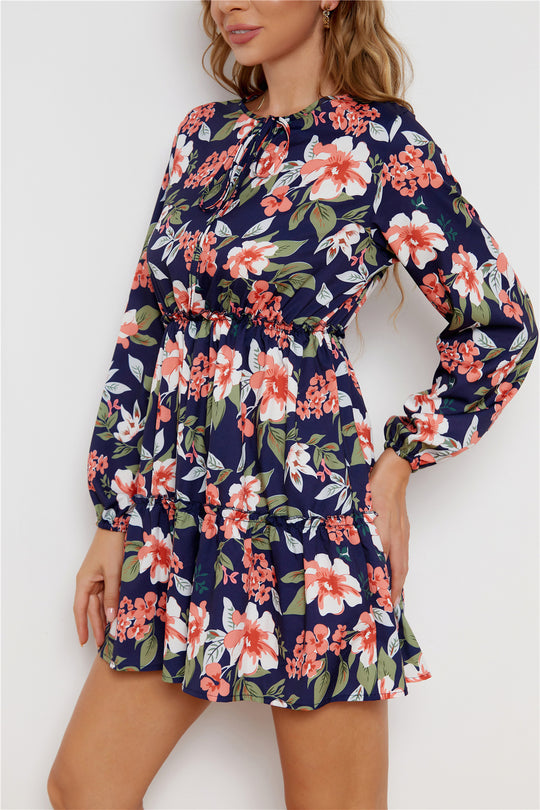 Damen Maxikleid mit verspieltem Blumenmuster und elastischem Bund R&B