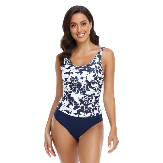 Damen Einteiler Badeanzug mit floralem Design und hohem Bauchweg R&B