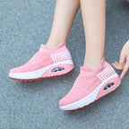 Damen nan gestrickter Schlupf-Walking-Sneaker mit anatomischer Pronationsstütze, Luftpolster-Zwischensohle und sockenähnlichem Schaft R&B