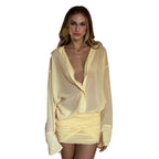 Damen Elegante Bluse mit übergroßem Schnitt und raffinierten Wickeldetails R&B