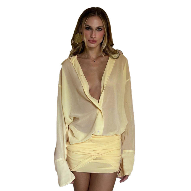 Damen Elegante Bluse mit übergroßem Schnitt und raffinierten Wickeldetails R&B