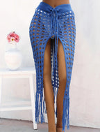 Damen gehäkelter Strand-Sarong mit Fransen R&B