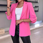Damen klassischer Blazer mit modischen Ärmeln und seitlichen Taschen R&B