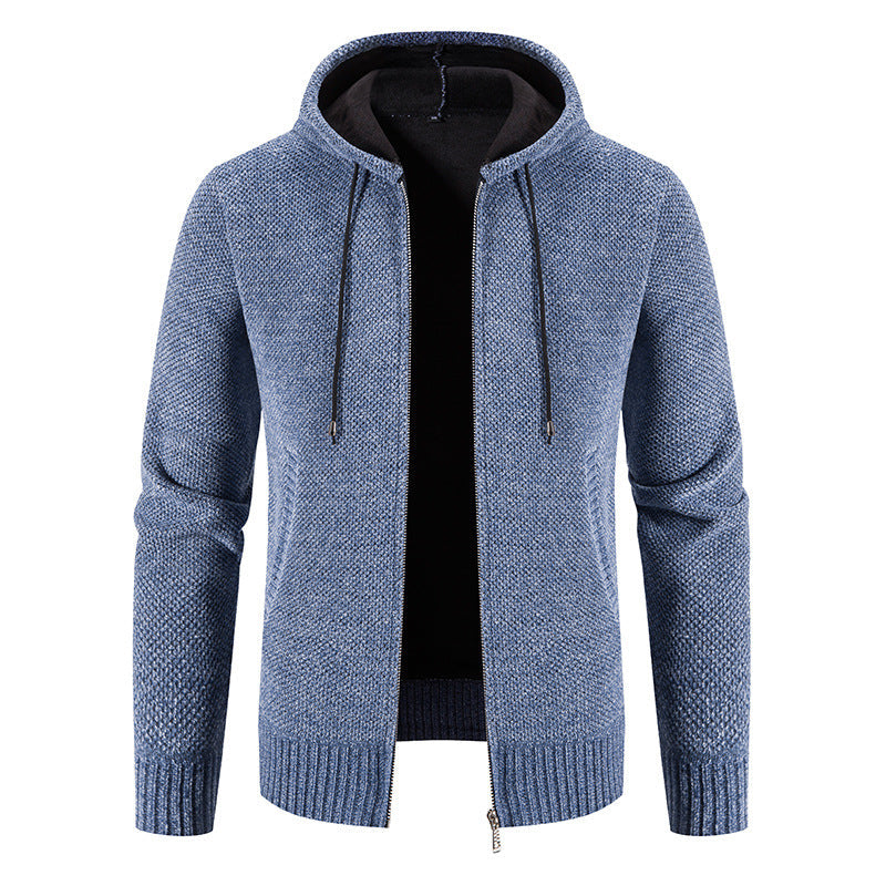 Herren Strickjacke mit Kapuze und strukturiertem Design R&B