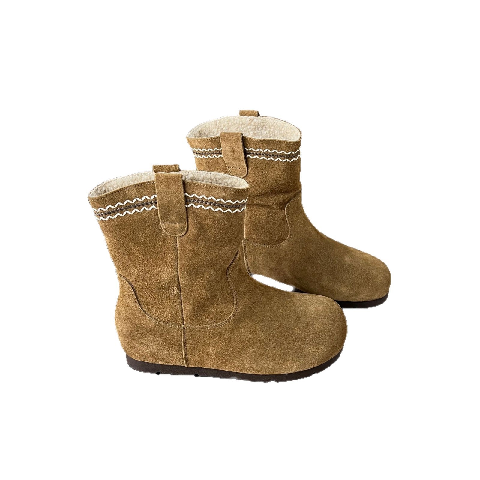 Damen Elegante Wildleder-Stiefel mit warmem Innenfutter und dekorativen Nähten R&B