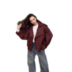 Damen modische Steppjacke mit hohem Kragen und seitlichen Taschen R&B