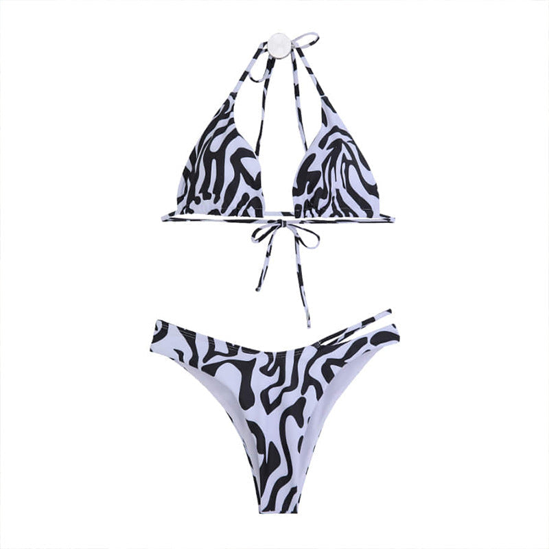 Damen Triangel-Bikini mit trendy Animal-Print und verstellbaren Trägern R&B
