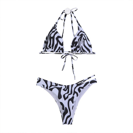Damen Triangel-Bikini mit trendy Animal-Print und verstellbaren Trägern R&B