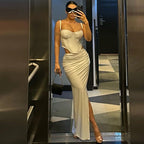 Damen Elegantes Bustier-Oberteil mit asymmetrischem Rock R&B