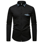 Herren elegantes Hemd mit kunstvollem Bestickungsdesign R&B