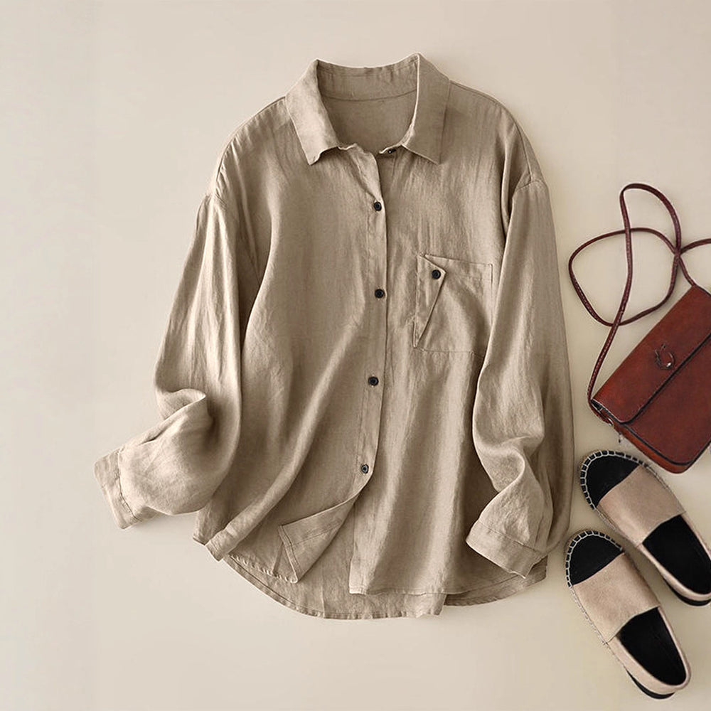 Damen Leichtes Hemd mit lässigem Schnitt und Brusttasche R&B