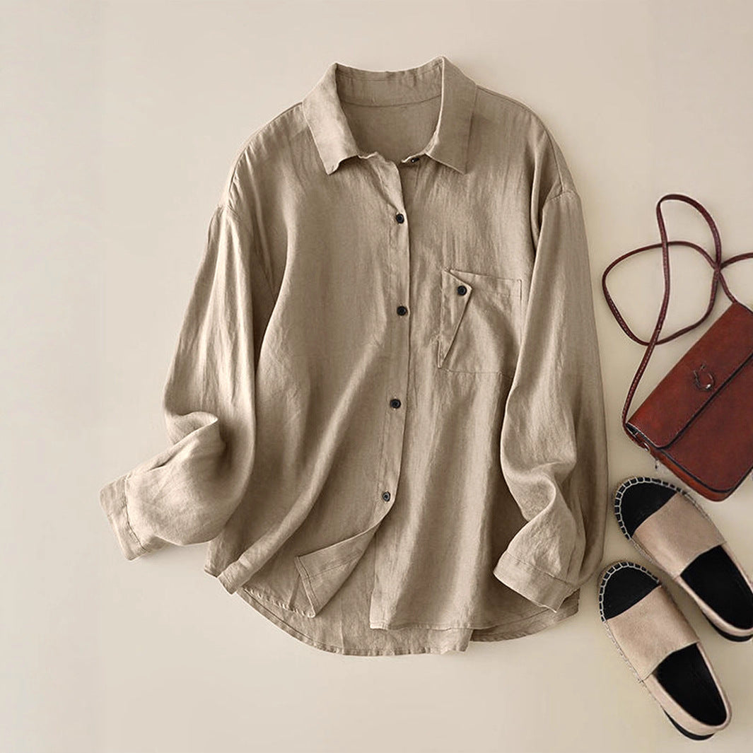 Damen Leichtes Hemd mit lässigem Schnitt und Brusttasche R&B