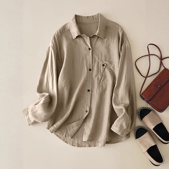 Damen Leichtes Hemd mit lässigem Schnitt und Brusttasche R&B