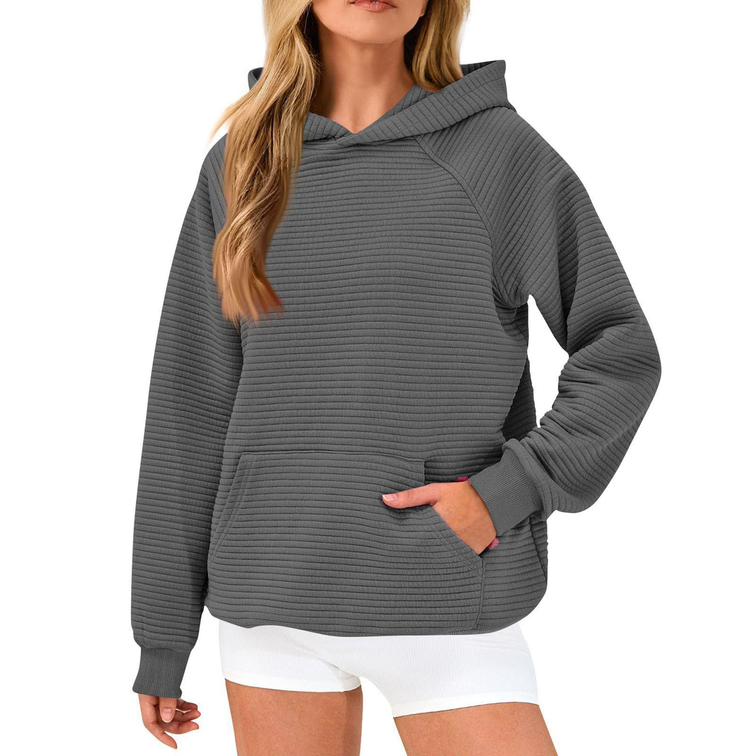 Damen modischer Kapuzenpullover mit strukturiertem Oberflächenmuster R&B