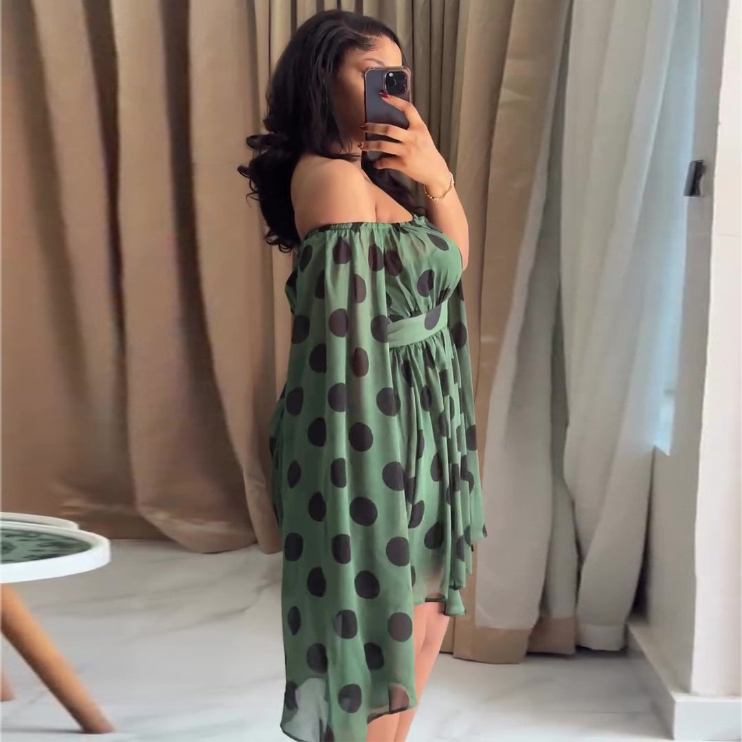 Damen Minikleid mit aufregendem Off-Shoulder Design und weit geschnittenen Ärmeln R&B