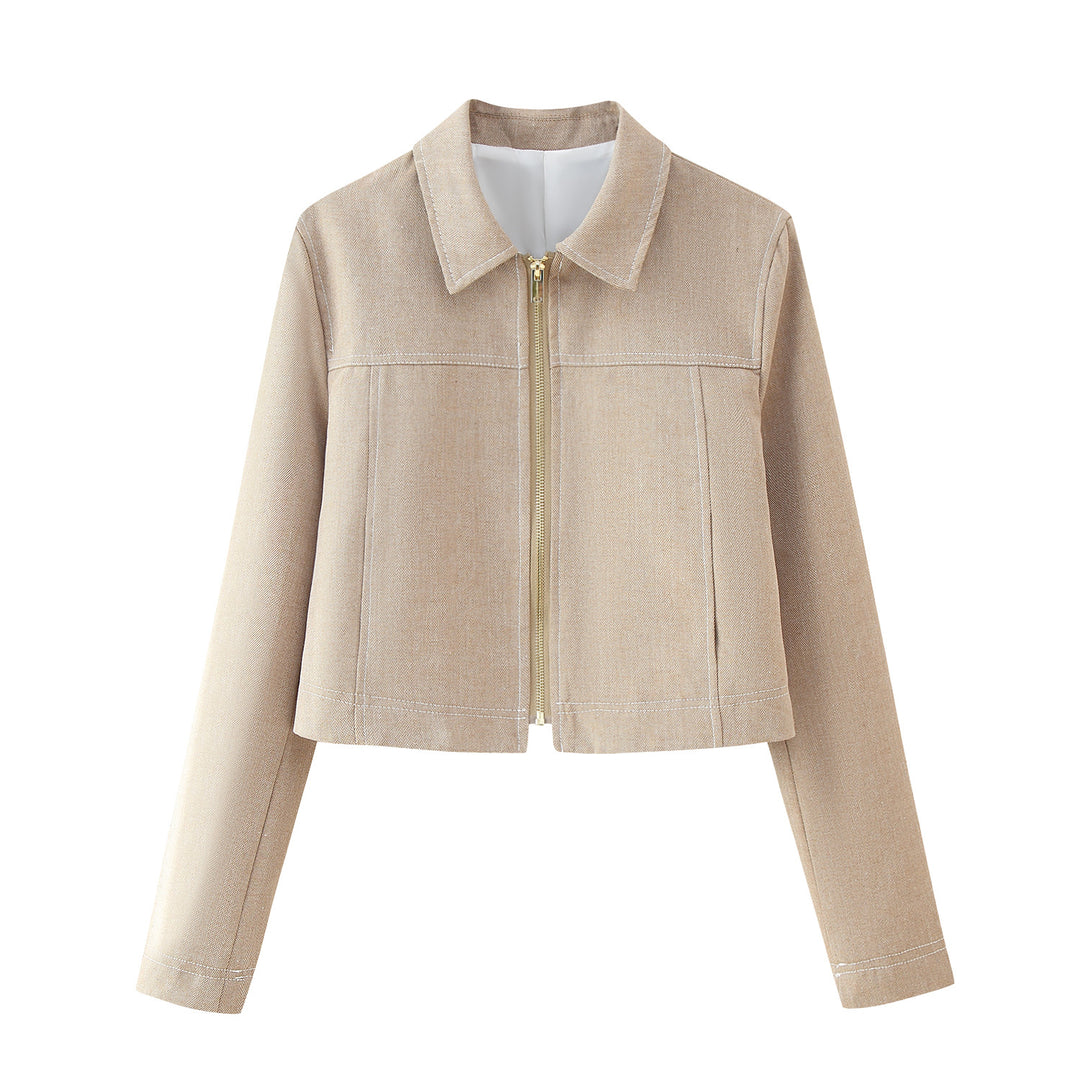 Damen cropped Jacke aus hochwertigem Stoff mit elegantem Reißverschluss R&B