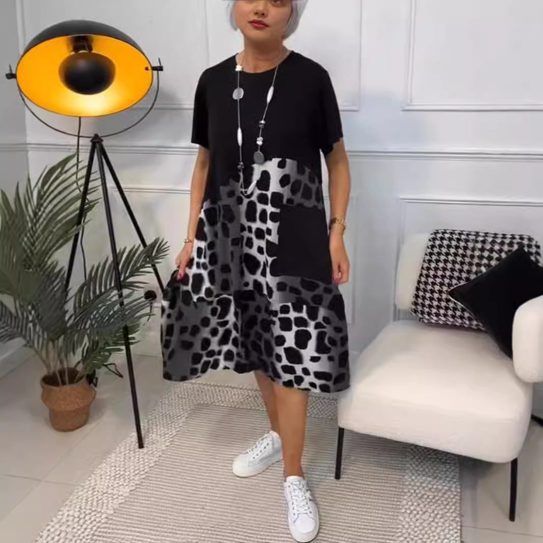 Damen Modisches A-Linie Kleid mit praktischen Taschen und kreativem Muster R&B
