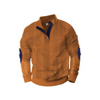 Herren modischer Strickpullover mit Stehkragen und kontrastierenden Akzenten R&B