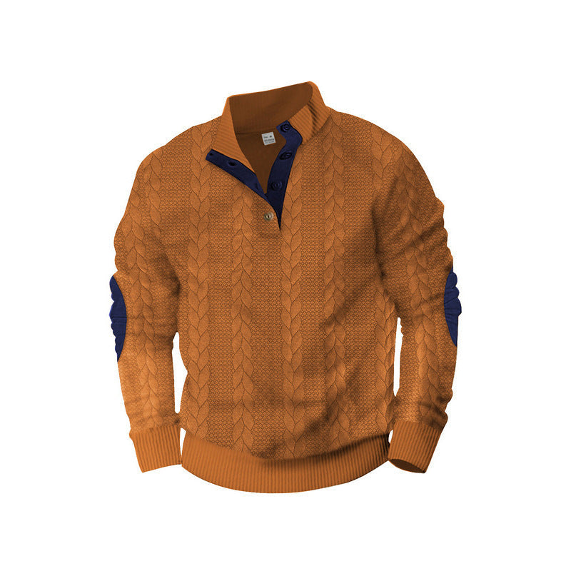 Herren modischer Strickpullover mit Stehkragen und kontrastierenden Akzenten R&B